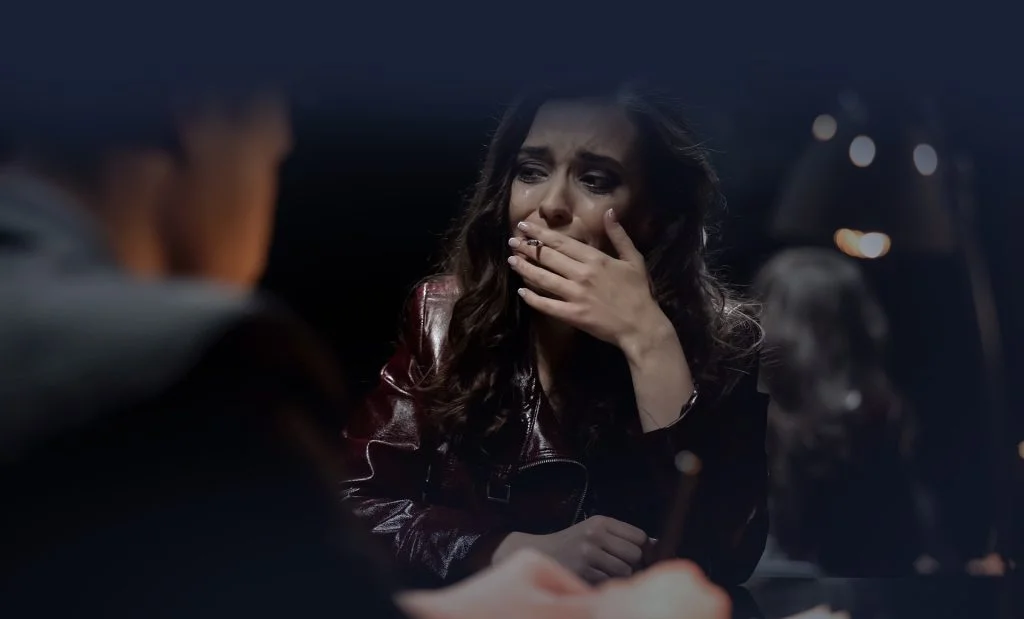 Victims of Sexual Assault, Woman crying talking with her lawyer